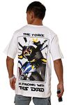 Veirdo® Pure Cotton Oversized Loose Fit Half Sleeves Back Graphic Star Wars The Force Printed White Round Neck T-Shirt for Men (VD_OS_SW3006_W_XXL)