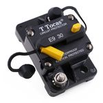 T Tocas 30 Amp Surface-Mount Circuit Breakers with Manual Reset, 12V- 72V DC, Waterproof (30A)