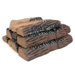 Stanbroil Large Ceramic Gas Logs, 10 Piece Set of Decoration Ceramic Wood Logs for All Types of Ventless, Gel, Ethanol, Electric, Gas Inserts, Propane, Indoor or Outdoor Fireplaces & Fire Pits