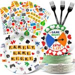 Game Night Party Decorations Set - Fun Game Night Party Plates, Napkins, and Forks for an Exciting Celebration - Disposable Board Game and Family Game Night Party Supplies for Birthdays and Events