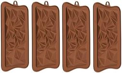 Silicone Chocolate Bar Molds Non-Stick Engery Bar Candy Mold for Baking Candy Chocolate Snacks (4pcs Dimond Pattern)