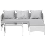 bigzzia Modular Woven Resin Garden Furniture, 1 Corner Sofa, 1 Table, Outdoor Lounge Garden Furniture Set, Grey