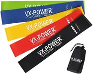 VX-Power Resistance Bands Set of 5 Levels - Durable Elastic Bands for Home, Gym, Outdoors, Yoga & Physical Therapy - Booty & Legs Squat Exercise for Women and Men – Free Carrying Bag (Multicolor)