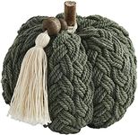 Mud Pie, Green Braided Rope Pumpkin Sitter, 4" x 5" Dia