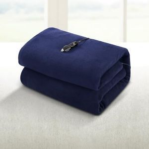 Giselle Bedding 150 x 110cm Electric Throw Blanket, 12V Heated Throws Blankets Fleece Heating Rug Washable Rugs for Sofa Lounge Living Room Bedroom, Soft Warm Power Adapter Overheat Protection Blue