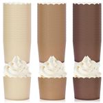 Whaline 120Pcs Brown Paper Baking Cups Scalloped Edge Cupcake Wrappers Gradient Brown Cupcake Muffin Cases for Wedding Birthday Baby Shower, 3 Colors