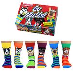 United Oddsocks - Go Mutts - Box of 6 Odd Socks for Men UK 6-11 EUR 39-46 US 7-12