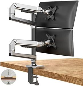 Ergounion Dual Monitor Mount, Holds 17-40" Screens up to 40 Inches and 25 lbs, Fully Adjustable Dual Monitor Arm with C-Clamp and Grommet Base, Aluminum, Silver