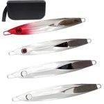 Ghanneey 4Pcs Falt Slow Pitch Jigs Fishing Metal Jig Lures with Mirror Surface for DIY Fishing Jigging Spoon for Bass Crappie Tuna King Snapper Salmon Grouper