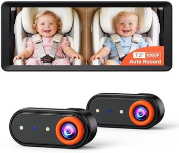 Luckview BM5 MAX 1080P HD Dual Baby Car Camera with Recording, 7.2” Split Screen Monitor for 2 Kids, Dual Car Baby Monitor Car with Auto Night Vision, Easy Installation Backseat Camera for Baby