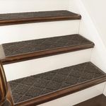 COSY HOMEER 15 Pack Full Edge Wrapping Stair Carpet Treads,70x22 CM Non-Slip Stair Tread Runners for Indoor Wooden Steps Stairs Soft Polyester, Easy Care & Peel Noice Reduction, Brown
