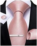 DiBanGu Mens Pink Plaid Ties Classi