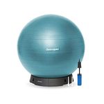 Retrospec Luna Exercise Ball, Base & Pump with Anti-Burst Material, Perfect for Balance, Stability, Yoga & Pilates; 75cm, Ocean Blue