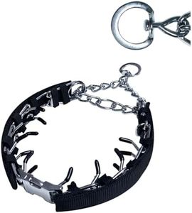 Prong Training Collar for Dogs, Adjustable Dog Training Pinch Collar with Quick Release Buckle, No Pull Collar for Small Medium Large Dogs, Extra Link and Caps (Black, M/L(17-23" Neck, 3.2mm))