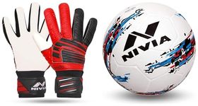 Nivia Raptor Torrido Football Gloves, (Black/Red, M) Synthetic Storm Football | Football Size - 5 (White)