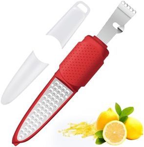 Rainspire Lemon Zester Tool with Channel Knife, Stainless Steel Citrus Zester Tool, Lemon Peeler, Zesters for Kitchen, Ultra Sharp 2-in-1 Tool Easily Creates Citrus Zest, Red