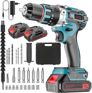 Avvitatore elettrico Brushless Trapano Avvitatore Batteria 21V, Trapano Avvitatore a Percussione con 2×2,0Ah Batteries, Trapano Percussione Batteria, 20+3 Coppia, Luce a LED, 0-3000RPM, 80N.m Max