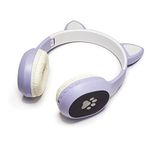 WK LIFE BORN TO LIVE- K10 2024 Updated 5.3 Version with Type C Jack Wireless/Wired Kids Headphones with Mic for Girls/Boys Cat Ear Bluetooth Online Learning School-Purple