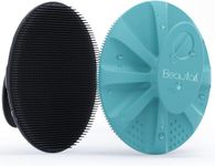 BEAUTAIL Silicone Body Scrubber 2 Pack Shower Bath Wash Brush Gentle Exfoliating Scrub Cleansing Loofah for Women Men Baby Sensitive Skin, Easy to Clean, Lather Nicely, More Hygienic, Black+Cyan