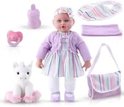 KOOKAMUNGA KIDS 18 Inch Baby Doll Set - Realistic Baby Doll - Baby Dolls for 2 Year Old Girls & Boys and Up - Comes w/ Soft Baby Doll - Toy Baby Bottle - Diaper Bag - Blanket Pacifier & Unicorn Toy