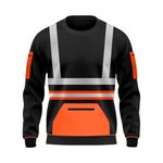 trending babz New Mens Hi Vis Sweatshirt Contrast 2 Tone High Visibility Pull Over Top Security Workwear Crew Neck Top S/XXL Orange Black