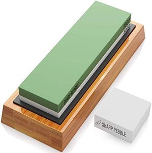 Sharp Pebble Premium Sharpening Stones 2 Side Grit 3000/8000 Whetstone - Kitchen Knife Sharpener Waterstone with Non-Slip Bamboo Base & Flattening Stone