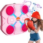 Pink/Black Music Boxing Machine,Musical Boxing Machine Wall Mounted Boxing Equipment with Gloves/LED Screen and Adjustable Lights Wall Target Training Equipment for for Children (pink)