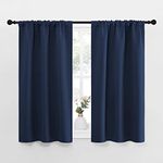 NICETOWN Kitchen Curtains, Short Blackout Curtains & Drapes, Thermal Insulated Rod Pocket Window Treatment Draperies for Nursery (Navy, 29" x 40", Set of 2)