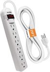 Digital Energy 6-Outlet Surge Protector Power Strip with 25-Ft Long Extension Cord, White, ETL Listed, UL Standard