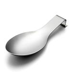 LIANYU Brushed Stainless Steel Spoon Rest, Heavy Duty Stable Spatula/Ladle Holder, 10" L x 3.8" W, Dishwasher Safe