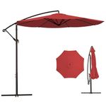 MUCHENGHY 10ft Patio Umbrellas Offset Outdoor Umbrella Cantilever Hanging Umbrellas with Crank & Cross Base 8 Sturdy Ribs for Yard, Garden & Deck (Burgundy Red)