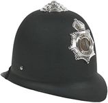 HENBRANDT Children’s Police Helmet Hard Black and Silver British Police Hat Bobby Helmet Policeman Uniform Dress Up Imaginative Play One Size Halloween Fancy Dress Costume Accessory for Kids