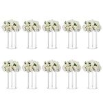 Nuptio Wedding Vases Centerpieces for Tables - 10pcs 15.7 inch Tall Acrylic Flower Vase Flowers Stand for Party Tables Decorations - Elegant Bulk Weddings Decoration Table Geometric Centerpiece Stands