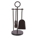 4pc Black Midhurst Fireside Companion Set - Indoor Fireplace Wood Burner Accessories Tools Metal Iron Poker Brush Shovel - by Hammer & Tongs