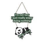 Artvibes Lazy Panda Printed Wooden Wall Hanging with Quotes for Home Decor | Office | Gifts | Living Room | Bedroom | Wooden Decorative Items | Modern Painting | Artworks Decoration (WH_5701N)