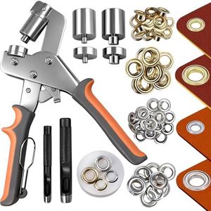 SBGGRL Interchangeable Grommet Tool Kit of 𝟑/𝟖" 𝐚𝐧𝐝 𝟏/𝟒" 𝐰𝐢𝐭𝐡 𝟓𝟎𝟎𝐏𝐂𝐒 Grommets – Heavy Duty Hole Punch Pliers for Canvas, Tarps, Leather & Fabric