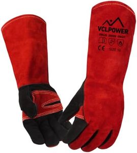 vclpower Welding Gloves 16 In L/XL/XXL 932°F Extreme Heat Fire Resistant Leather Forge Gloves for Mig, Tig, Stick, BBQ, Fireplace, Wood Stove, Furnace, Handling Dry Ice Father Day Gift L