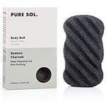 Konjac Sponge - Activated Charcoal - Body Sponge, 100% Natural Sponge, Eco-friendly - Gentle Exfoliating Sponge, Deep Cleansing, Improved Skin Texture - Konjac Body or Facial Cleansing Sponge - Natural Beauty Products - Free of Chemicals, Parabens, Sulphates, fragrances & Coloring - Good for Sensitive Skin, Hypoallergenic, Acne & Oily skin - Cruelty Free, Vegan, Biodegradable, Naturally Su