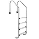Pool Ladder, 304 Stainless Steel Swimming Pool Ladder, Heavy Duty Pool Escalator, 4 Step Pool Pedal Ladder, for Above Ground Pools Stair Entry System, with Handrails