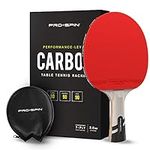PRO-SPIN Ping Pong Paddle - Premium Table Tennis Racket with Carbon Fiber | Elite Series 7-Ply Blade, Premium Rubber, 2.0mm Sponge | Includes Rubber Protector Case