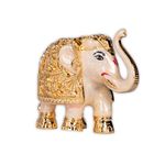 House Of Wemy 24k Gold Plated Elephant Idol | Showpiece for Vastu, Good Luck, Gifts for House Warming Ceremony and Home Decoration - 3 Inches (1, White)