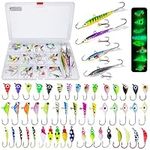 Bombite 52Pcs Ice Fishing Lures Ice