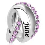 LSxAB Light Purple June Birthstone Charm Compatible with Pandora Charms Bracelets