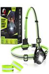 LUMEFIT Running Light for Runners - Chest LED Lamp Run Light - 90° Adjustable Beam Angle, 500 Lumen 360 Degree Reflective Band, USB Rechargeable - Front Body Torch Rear Safety Warning (Green)