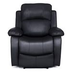 Bravich LUXURY Black Bonded Leather Recliner Arm Chair Reclining Sofa Suite Cinema Gaming Lounge Armchair Home Lounge Armrest Footrest (96x93x97cm)