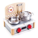 Hape 2-in-1 Kitchen & Grill Set | Pretend Play Realistic Role Play Cooking Toy Playset for Kids