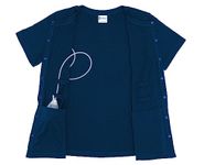 RENOVA MEDICAL WEAR Mastectomy Recovery Shirt with Drain Pockets, Blue, Medium