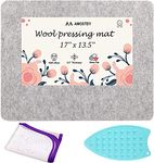 Wool Pressing Mat for Quilting - 17'' x 13.5'' Woolly Ironing Pad, 1/2" Thick Felted Iron Board for Quilters with Silicone Iron Rest Pad and Mesh Ironing Pad