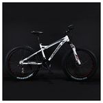 Fat Tire Mountain Bike 26 Inch for Men Women 27 Speed Hardtail Adult Mountain Trail Bikes with 4 Inch Knobby Tire, All Terrain Suspension Bicycle with Adjustable Seat & Dual Disc Brake,White