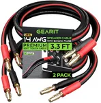 GearIT 14 AWG Speaker Cable Wire with Banana Plugs (2 Pack, 3.3 Feet - 1 Meter) 14Ga Gauge Banana Wire for Bi-Wire Bi-Amp HiFi Surround Sound - 99.9% OFC Copper, Gold Plated Tips - Black, 3 Ft